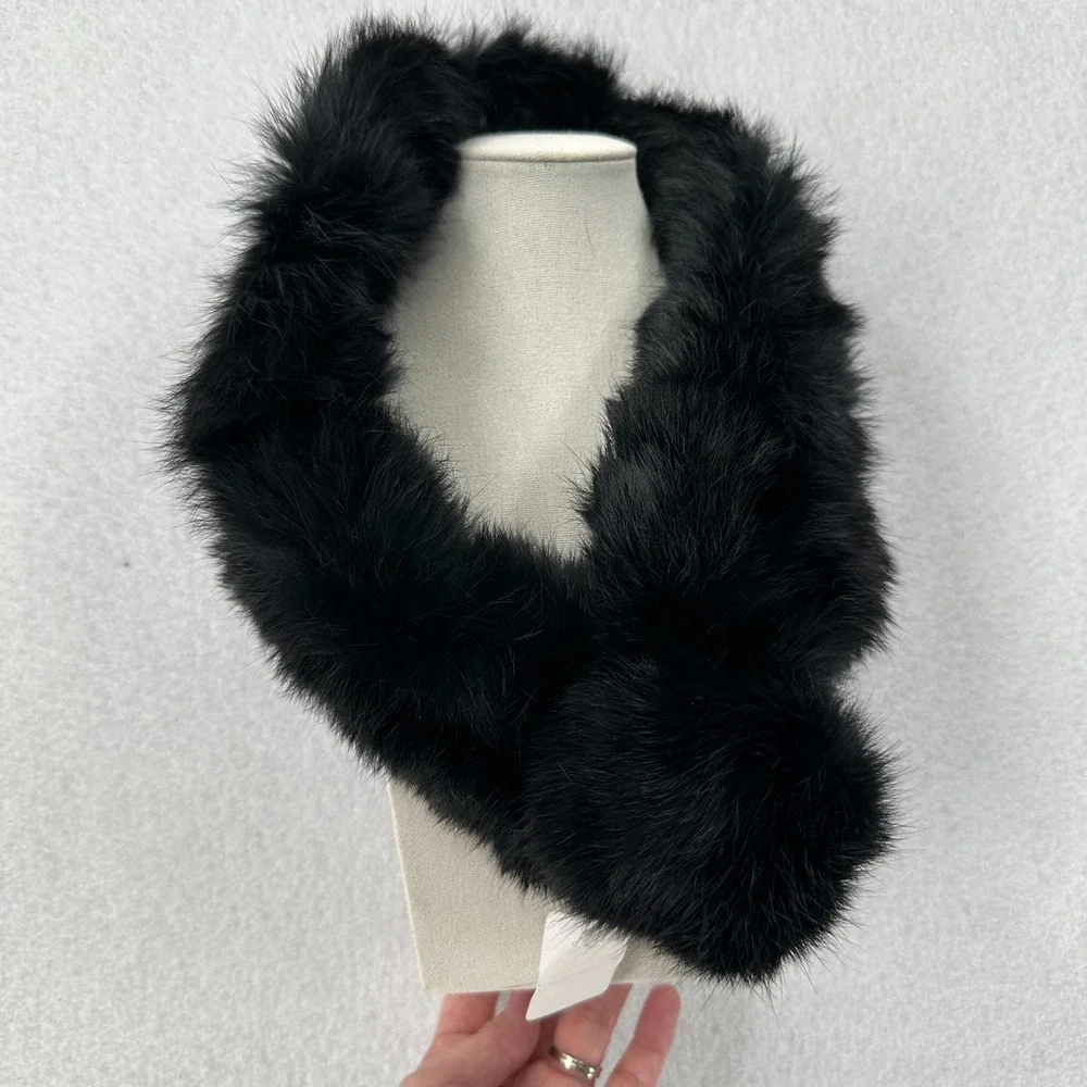 VTG‎ 1960s Adjustable Fur Collar Scarf Black One Size Beautiful Soft Old Money